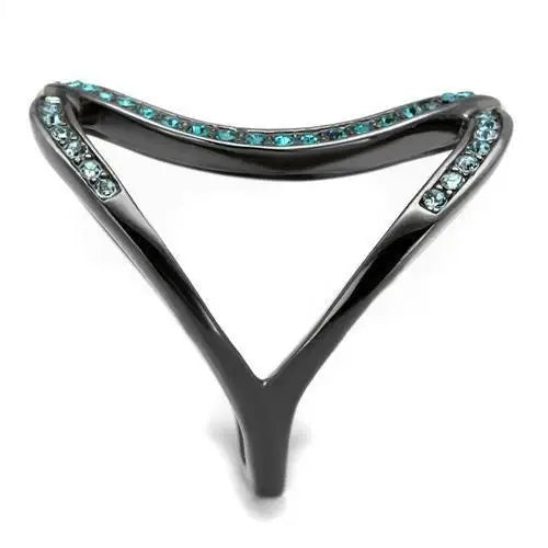 TK2557 - IP Light Black (IP Gun) Stainless Steel Ring with Top Grade Crystal in Multi Color - Alamode - Flyclothing LLC