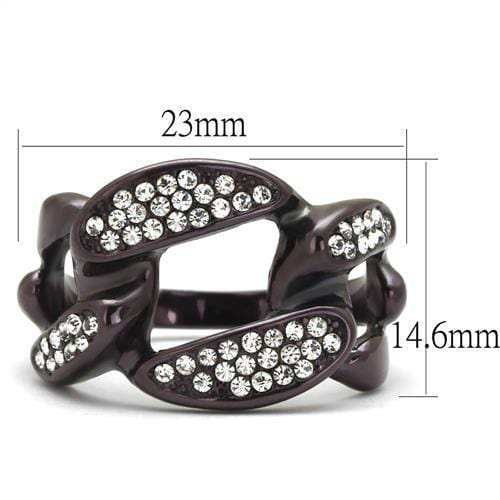 TK2558 - IP Dark Brown (IP coffee) Stainless Steel Ring with Top Grade Crystal in Clear - Alamode - Flyclothing LLC