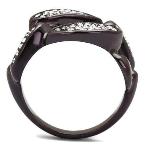 TK2558 - IP Dark Brown (IP coffee) Stainless Steel Ring with Top Grade Crystal in Clear - Alamode - Flyclothing LLC