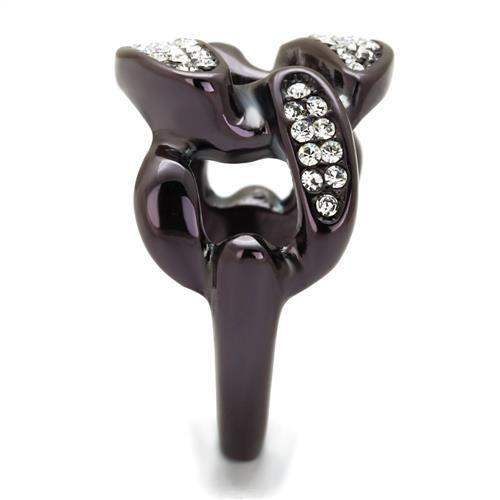 TK2558 - IP Dark Brown (IP coffee) Stainless Steel Ring with Top Grade Crystal in Clear - Alamode - Flyclothing LLC