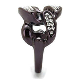TK2558 - IP Dark Brown (IP coffee) Stainless Steel Ring with Top Grade Crystal in Clear - Alamode - Flyclothing LLC