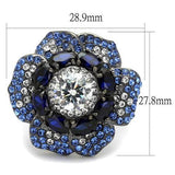 TK2559 - IP Light Black  (IP Gun) Stainless Steel Ring with AAA Grade CZ  in Clear - Alamode