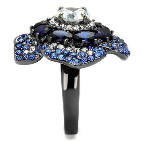 TK2559 - IP Light Black (IP Gun) Stainless Steel Ring with AAA Grade CZ in Clear - Alamode - Flyclothing LLC