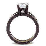 TK2560 - IP Dark Brown (IP coffee) & IP light Coffee Stainless Steel Ring with AAA Grade CZ in Clear - Alamode - Flyclothing LLC