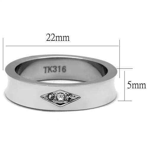 TK2562 - High polished (no plating) Stainless Steel Ring with Top Grade Crystal in Clear - Alamode - Flyclothing LLC