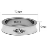 TK2562 - High polished (no plating) Stainless Steel Ring with Top Grade Crystal  in Clear