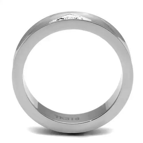 TK2562 - High polished (no plating) Stainless Steel Ring with Top Grade Crystal in Clear - Alamode - Flyclothing LLC