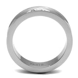 TK2562 - High polished (no plating) Stainless Steel Ring with Top Grade Crystal  in Clear - Alamode