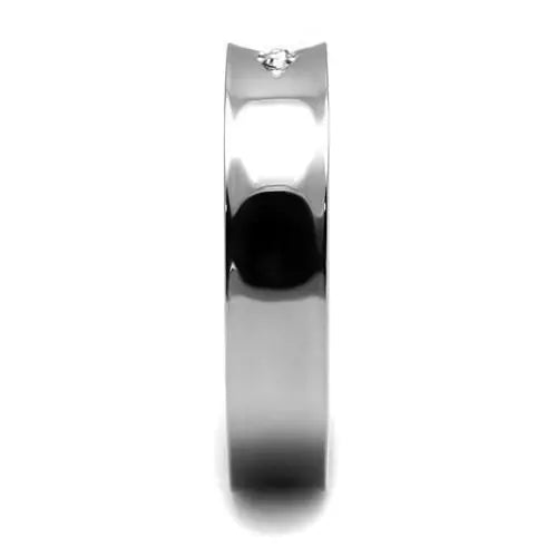 TK2562 - High polished (no plating) Stainless Steel Ring with Top Grade Crystal in Clear - Alamode - Flyclothing LLC