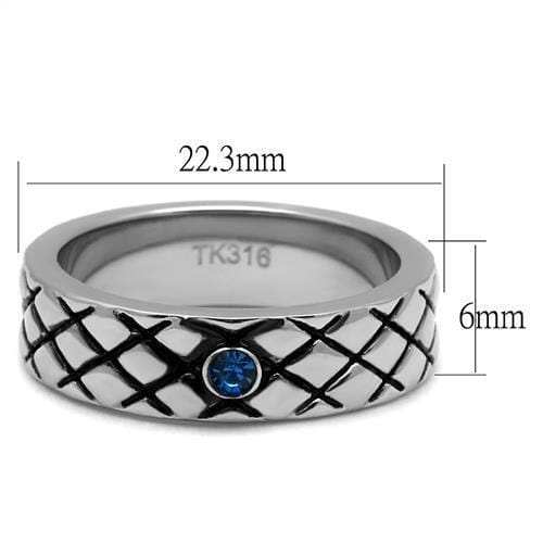 TK2565 - High polished (no plating) Stainless Steel Ring with Top Grade Crystal in Sea Blue - Alamode - Flyclothing LLC