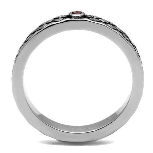 TK2566 - High polished (no plating) Stainless Steel Ring with Top Grade Crystal in Rose - Alamode - Flyclothing LLC
