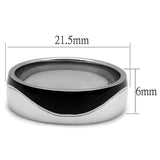 TK2567 - Two-Tone IP Black (Ion Plating) Stainless Steel Ring with No Stone - Alamode