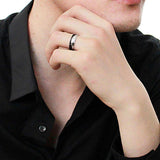TK2567 - Two-Tone IP Black (Ion Plating) Stainless Steel Ring with No Stone - Alamode - Flyclothing LLC
