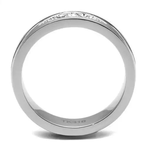 TK2568 - Two-Tone IP Black (Ion Plating) Stainless Steel Ring with Top Grade Crystal in Clear - Alamode - Flyclothing LLC