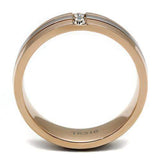 TK2570 - Two-Tone IP Rose Gold Stainless Steel Ring with Top Grade Crystal in Clear - Alamode - Flyclothing LLC