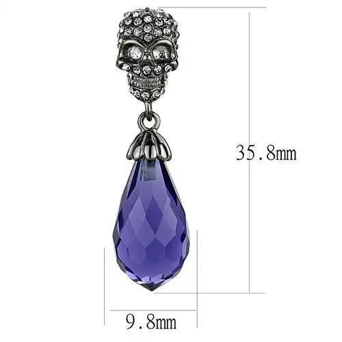 TK2574 - IP Light Black (IP Gun) Stainless Steel Earrings with Synthetic Synthetic Glass in Tanzanite - Alamode - Flyclothing LLC
