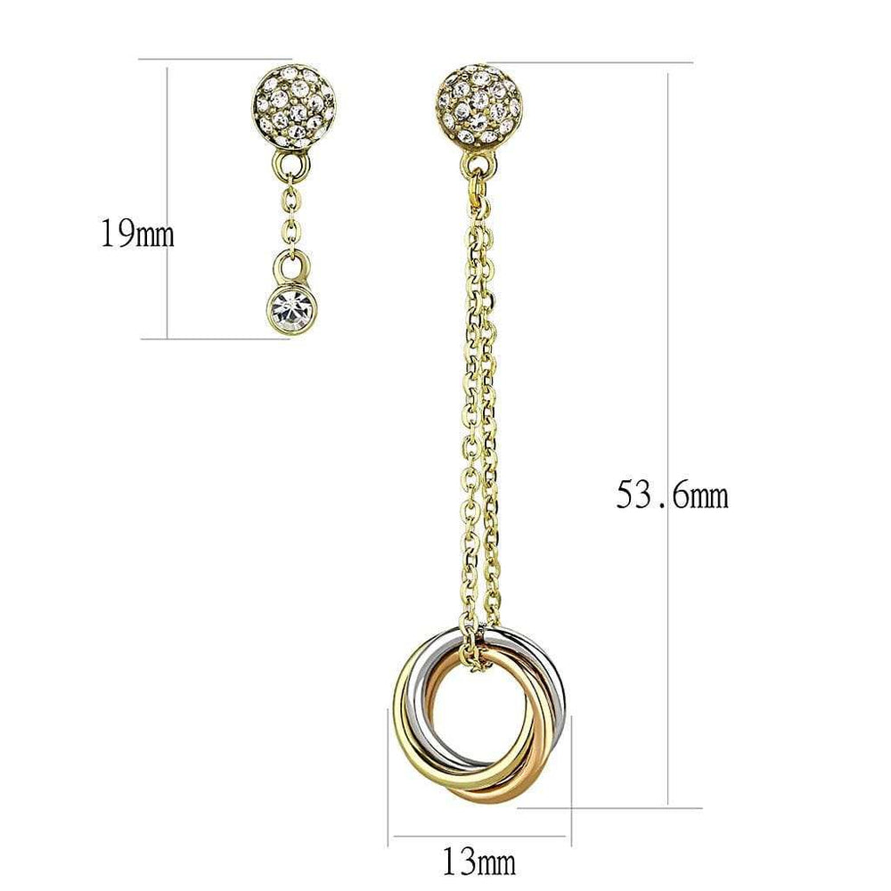 TK2579 - IP Gold & IP Rose Gold (Ion Plating) Stainless Steel Earrings with Top Grade Crystal in Clear - Alamode - Flyclothing LLC