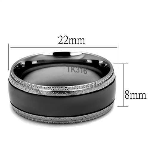 TK2580 - Two Tone IP Light Black (IP Gun) Stainless Steel Ring with No Stone - Alamode - Flyclothing LLC