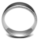 TK2580 - Two Tone IP Light Black (IP Gun) Stainless Steel Ring with No Stone - Alamode