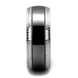 TK2580 - Two Tone IP Light Black (IP Gun) Stainless Steel Ring with No Stone - Alamode