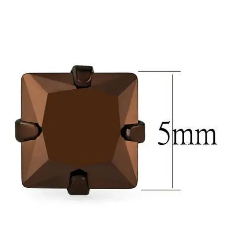TK2583 - Two Tone IP Light Brown (IP Light coffee) Stainless Steel Earrings with AAA Grade CZ in Light Coffee - Alamode - Flyclothing LLC