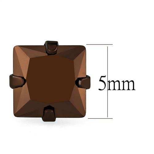 TK2583 - Two Tone IP Light Brown (IP Light coffee) Stainless Steel Earrings with AAA Grade CZ in Light Coffee - Alamode - Flyclothing LLC