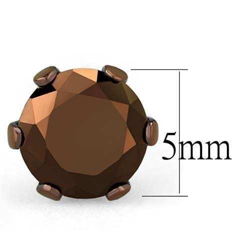 TK2586 - Two Tone IP Light Brown (IP Light coffee) Stainless Steel Earrings with AAA Grade CZ in Light Coffee - Alamode - Flyclothing LLC