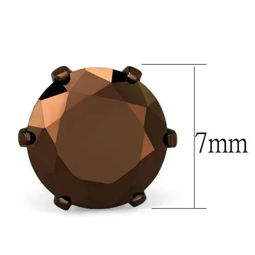 TK2588 - Two Tone IP Light Brown (IP Light coffee) Stainless Steel Earrings with AAA Grade CZ in Light Coffee - Alamode - Flyclothing LLC