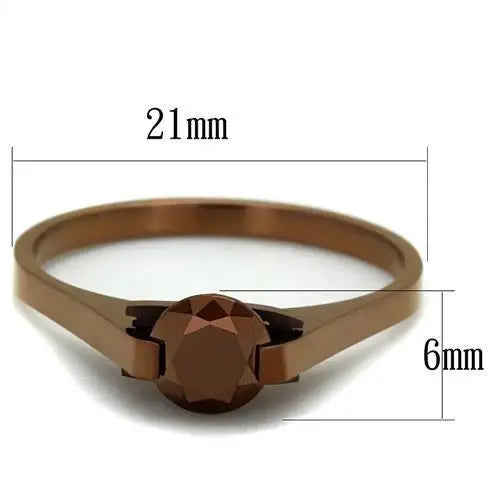 TK2592 - IP Coffee light Stainless Steel Ring with AAA Grade CZ in Light Coffee - Alamode - Flyclothing LLC