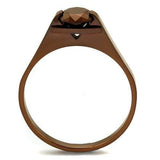 TK2592 - IP Coffee light Stainless Steel Ring with AAA Grade CZ  in Light Coffee - Alamode