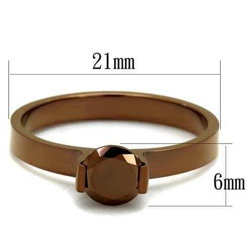 TK2593 - IP Coffee light Stainless Steel Ring with AAA Grade CZ in Light Coffee - Alamode - Flyclothing LLC