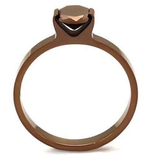 TK2593 - IP Coffee light Stainless Steel Ring with AAA Grade CZ in Light Coffee - Alamode - Flyclothing LLC