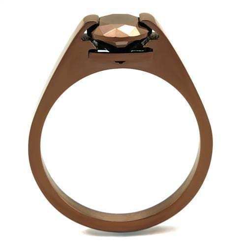 TK2594 - IP Coffee light Stainless Steel Ring with AAA Grade CZ in Light Coffee - Alamode - Flyclothing LLC