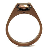 TK2594 - IP Coffee light Stainless Steel Ring with AAA Grade CZ  in Light Coffee - Alamode