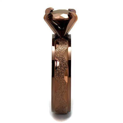 TK2595 - IP Coffee light Stainless Steel Ring with AAA Grade CZ in Light Coffee - Alamode - Flyclothing LLC