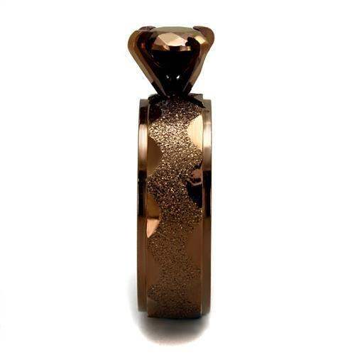 TK2596 - IP Coffee light Stainless Steel Ring with AAA Grade CZ in Light Coffee - Alamode - Flyclothing LLC