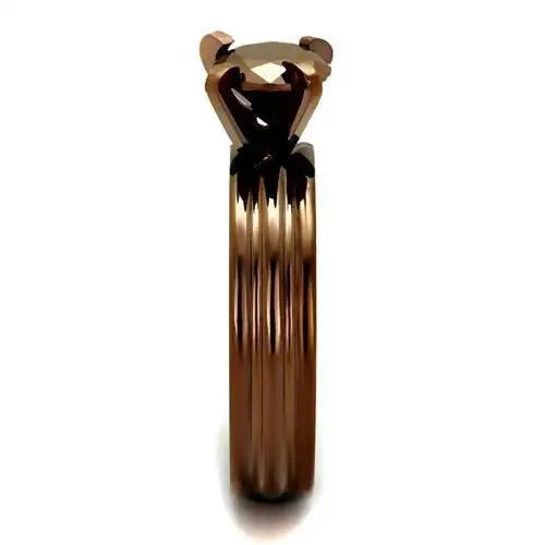 TK2597 - IP Coffee light Stainless Steel Ring with AAA Grade CZ in Light Coffee - Alamode - Flyclothing LLC