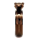 TK2598 - IP Coffee light Stainless Steel Ring with AAA Grade CZ  in Light Coffee - Alamode