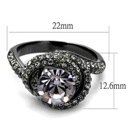 TK2604 - IP Light Black (IP Gun) Stainless Steel Ring with Top Grade Crystal in Light Amethyst - Alamode - Flyclothing LLC