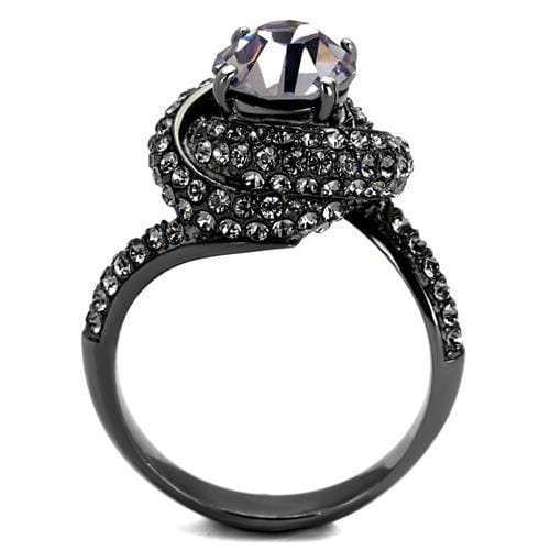 TK2604 - IP Light Black (IP Gun) Stainless Steel Ring with Top Grade Crystal in Light Amethyst - Alamode - Flyclothing LLC