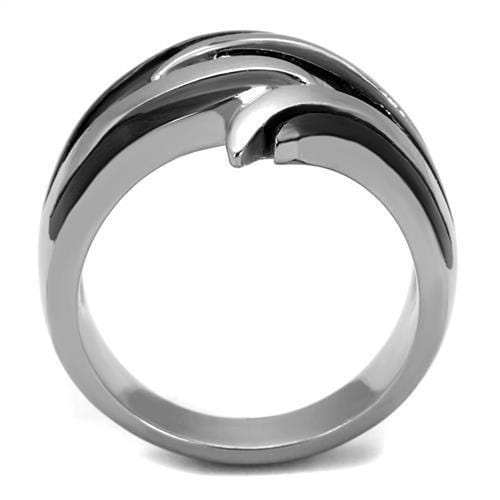 TK2605 - Two-Tone IP Black (Ion Plating) Stainless Steel Ring with No Stone - Alamode - Flyclothing LLC
