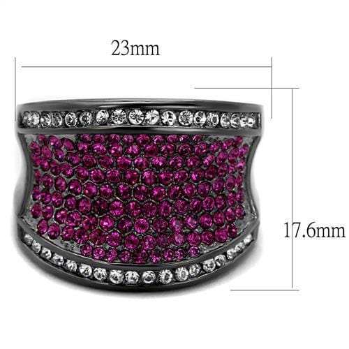 TK2606 - IP Light Black (IP Gun) Stainless Steel Ring with Top Grade Crystal in Amethyst - Alamode - Flyclothing LLC