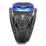 TK2607 - IP Light Black (IP Gun) Stainless Steel Ring with Top Grade Crystal in Sapphire - Alamode - Flyclothing LLC