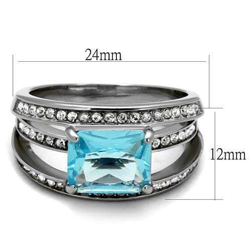 TK2608 - No Plating Stainless Steel Ring with Synthetic Synthetic Glass in Sea Blue - Alamode - Flyclothing LLC