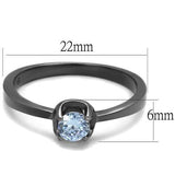 TK2609 - IP Light Black  (IP Gun) Stainless Steel Ring with AAA Grade CZ  in Light Amethyst - Alamode
