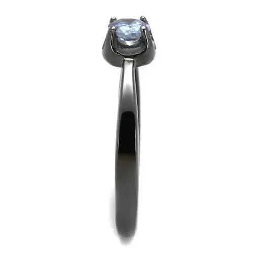 TK2609 - IP Light Black (IP Gun) Stainless Steel Ring with AAA Grade CZ in Light Amethyst - Alamode - Flyclothing LLC