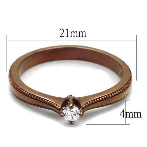 TK2610 - IP Coffee light Stainless Steel Ring with AAA Grade CZ in Clear - Alamode - Flyclothing LLC