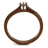 TK2610 - IP Coffee light Stainless Steel Ring with AAA Grade CZ in Clear - Alamode - Flyclothing LLC