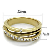 TK2611 - IP Gold(Ion Plating) Stainless Steel Ring with Top Grade Crystal  in Clear - Alamode