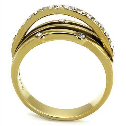 TK2611 - IP Gold(Ion Plating) Stainless Steel Ring with Top Grade Crystal in Clear - Alamode - Flyclothing LLC
